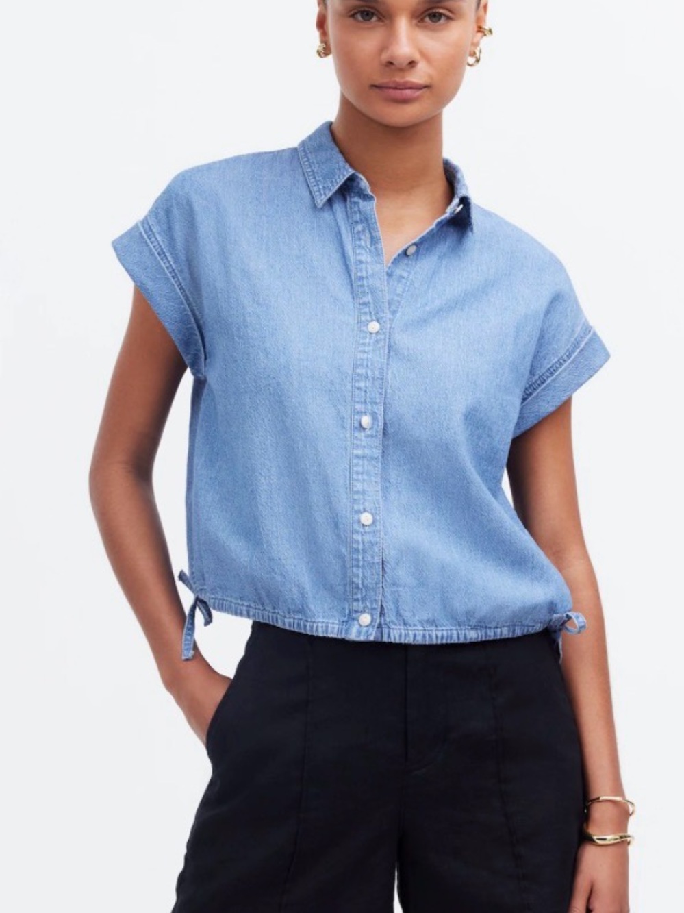 Madewell Denim Side-Tie Shirt in Aurora Wash
